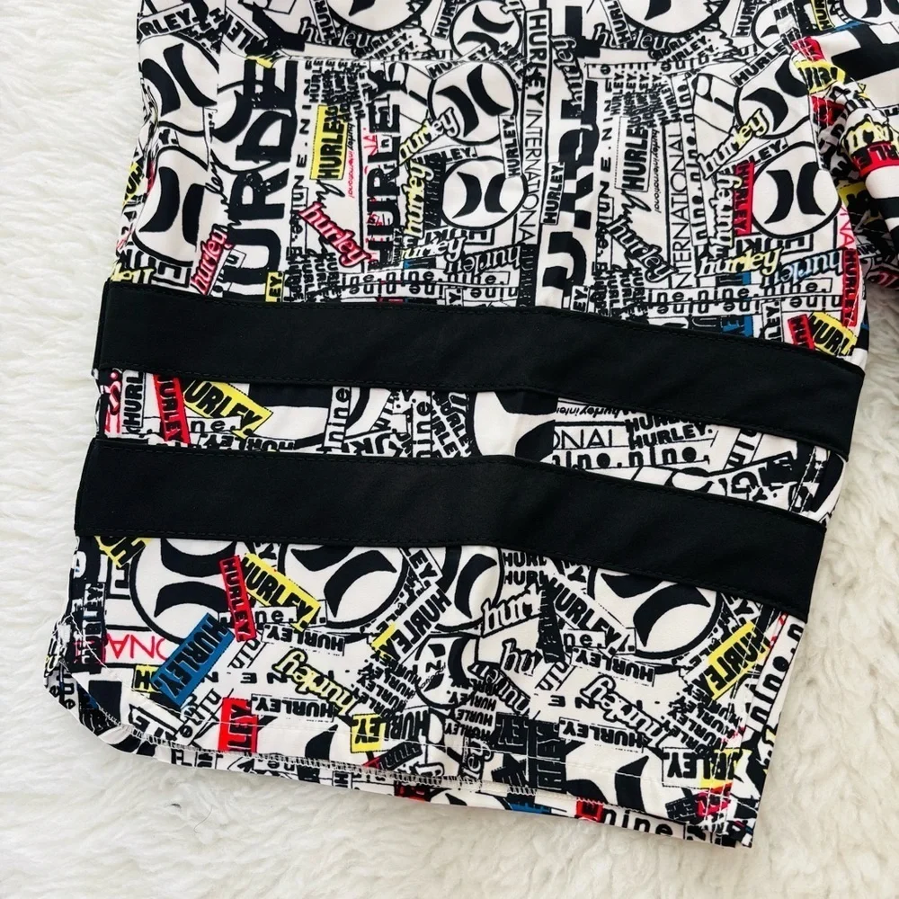 Hurley Black and White Board Shorts Bold Graphic Design